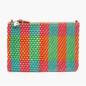 CLARE V *CONDESA* MULTI PLAID FLAT CLUTCH w/strap loops.  NEW.